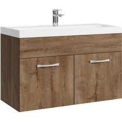 Badplaats Badkamermeubel Set Paso 01 80 x 40 cm - Bruin Eiken - Badmeubel met Wastafel