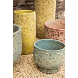 PTMD Bloempot Sanish - 50x50x40 cm - Keramiek - Blauw - Set van 3