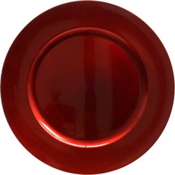 1x stuks kaarsenborden/onderborden rood glimmend 33 cm - Kaarsenplateaus