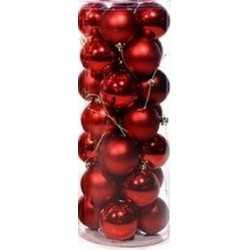 Rode kerstballen 28 stuks 6 cm - Kerstbal