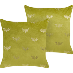 YUZURI - Sierkussen set van 2 - Lichtgroen - 45 x 45 cm - Fluweel