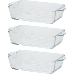Rechthoekige glazen kleine ovenschaal - 1x - 500 ml - 16 x 11 x 4,5 cm - Ovenschalen