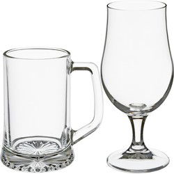 Bierglazen set - bierpullen/bierglazen op voet - 8x stuks - glas - Bierglazen