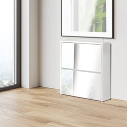 ML-Design schoenenkast wit, 63x17x67 cm, met 2 vakken, incl. spiegel