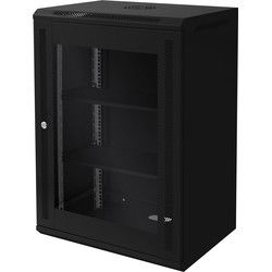 Netwerkkast 16 U 19 inch zwart 600 x 850 x 450 mm volledig gemonteerd Draagvermogen 60 kg