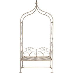Clayre & Eef Rozenboog met Bank  108x41x239 cm Wit Ijzer Klimplantenrek