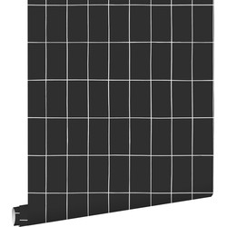 ESTAhome behang kleine tegeltjes zwart en wit - 0,53 x 10,05 m - 139032