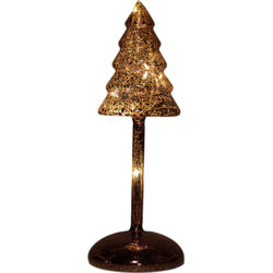 Kerstboompje op stam glas led op batterij met timer h25.5 cm mercury bruin