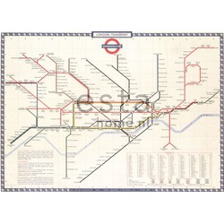 ESTAhome fotobehang Lodon transport map beige. rood en blauw