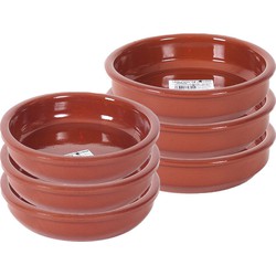 6x Terracotta tapas bakjes/schaaltjes 18 cm en 16 cm - Snack en tapasschalen