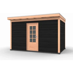 Douglas overkapping, 400 x 250 cm, met schuur en achterwand, Westwood Comfort Zwart
