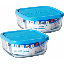 Bormioli Rocco vershoudbakje - 2x - glas - vierkant - 340 ml - meal prep - Vershoudbakjes