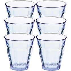 6x Drinkglazen/waterglazen blauw Picardie 220 ml - Drinkglazen