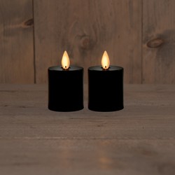 B.O.T. 2Pcs Candles Black 4,5X8 cm Moving Flame 2X2Aaa