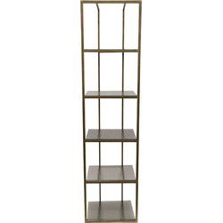 PTMD Ilya Gold Metal Cabinet Smoky Glass Shelves