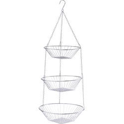Lifetime Cooking fruitschaal 3-laags hangend 70 x 25 cm zilver - Fruitschalen