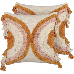 LABLAB  - Sierkussen set van 2 - Lichtbeige - 45 x 45 cm - Katoen