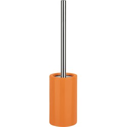 Spirella Luxe Toiletborstel in houder Sienna - oranje glans - porselein - 42 x 10 cm - met binnenbak - Toiletborstels