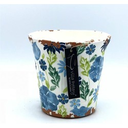 Villa Pottery  Blauw-Groen Pot Flowergarden - 18x17