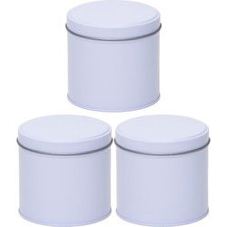Wit rond opbergblik/bewaarblik - 3x - 10 cm - voorraadblikken - Voorraadblikken