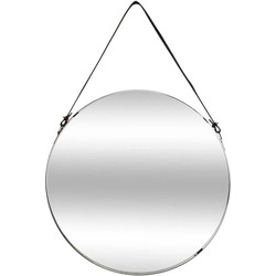 Spiegel/wandspiegel rond D38 cm metaal zwart met koord - Spiegels