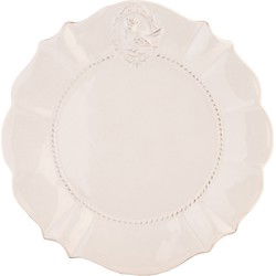 Clayre & Eef Ontbijtbord  Ø 21 cm Wit Keramiek Rond Bord