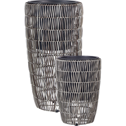 CHELONE - Bloempot set van 2 - Bruin - PE rotan