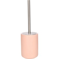WC-borstel/toiletborstel inclusief houder zalm roze 38 cm van steen - Toiletborstels