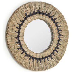 Kave Home - Akila ronde spiegel natuurlijke vezels groen en zwart katoenen touw Ø 40 cm