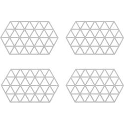 Krumble Siliconen pannenonderzetter Hexagon lang - Grijs - Set van 4