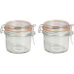 Urban Living Voorraadpot/bewaarpot - 2x - 200 ml - glas - met beugelsluiting - D8 x H8 cm - Voorraadpot