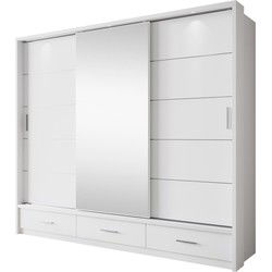 Meubella Kledingkast Autumn - Wit - 250 cm - Met spiegel