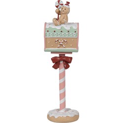 Clayre & Eef Kerstdecoratie Beeld Brievenbus 11x10x36 cm Roze Kunststof