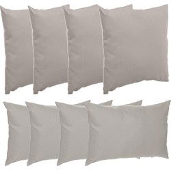 Hesperide Bank/sier/tuin kussens - binnen/buiten - 8x stuks - taupe/beige - 2 formaten - Sierkussens