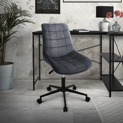 Bureaustoel op wielen grijs met fluwelen bekleding en metalen frame ML design