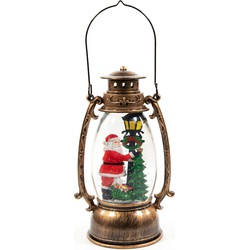 Lantern With Santa In Glitter Lighted Water Led Warm Wh