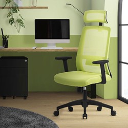Ergonomische bureaustoel groene netstof met verstelbare armleuningen en hoofdsteun ML ontwerp