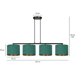Fredensborg mooie brede hanglamp groen rond 4x E27
