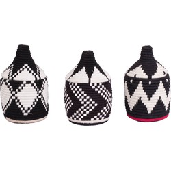 Berber basket S-M, black/white, unique piece - (M) medium