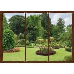 Sanders & Sanders fotobehang tuinzicht groen en bruin - 360 x 270 cm - 600425