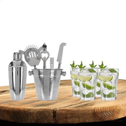 Excellent Houseware cocktails maken set 6-delig met 4x Mojito glazen - Cocktailshakers