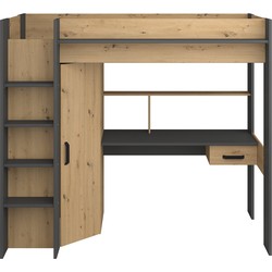 Hoogslaper met bureau en opbergruimte 90x200 cm - Heavy