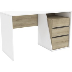 Bureau 3 Lades hout en wit decor - Jefferson