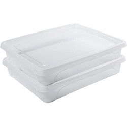 Vershoudbakje - 2x - laag - transparant - 1,5 liter - 24 x 20 x 5 cm - Vershoudbakjes