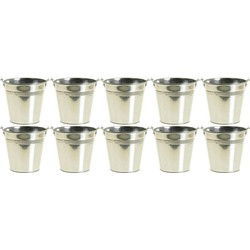 10x Kleine zinken emmertjes/plantenpotjes 9 cm - Emmers