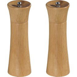Beukenhouten pepermolen/zoutmolen - 2x - 18 cm - Pepermaler/zoutmaler - Peper en zoutstel