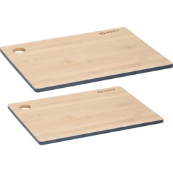 Set van 2x stuks snijplanken blauwe rand 23 en 28 cm van bamboe hout - Snijplanken