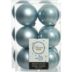 24x stuks kunststof kerstballen lichtblauw 6 cm glans/mat - Kerstbal