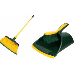 Tuin schoonmaak set klauwstoffer en blik/emmer en klauwbezem 140 cm - Bezem