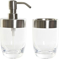 Items Zeeppompje - incl. beker - zilver - kunststof - 17 cm - Badkameraccessoireset